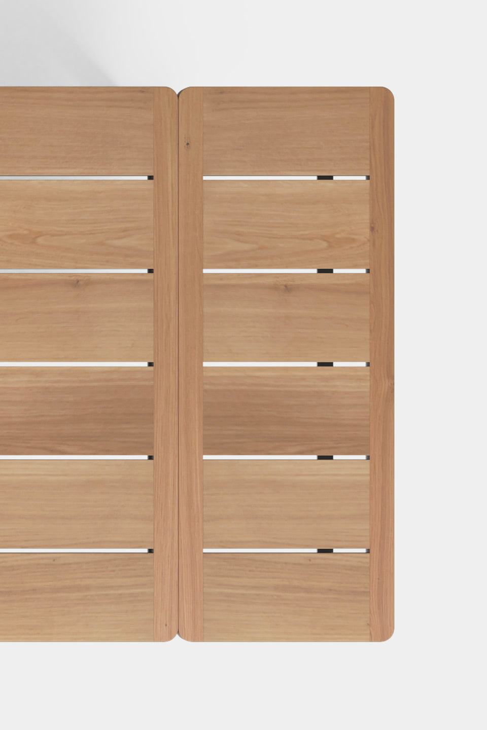 Sliding extensions with visual contrast on larger tables.