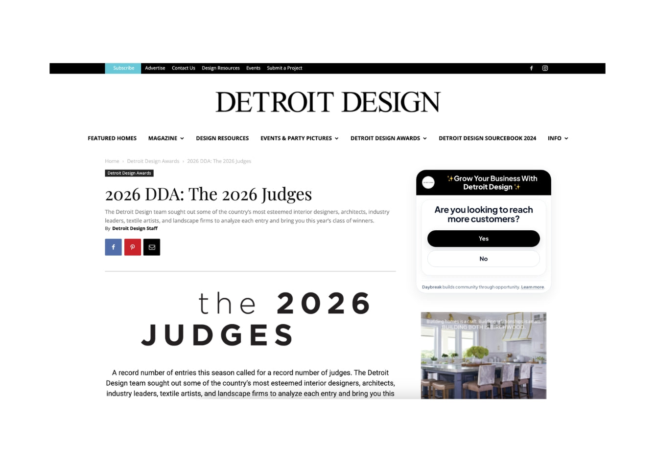 Selected as 2026 Judge | Detroit Design Awards