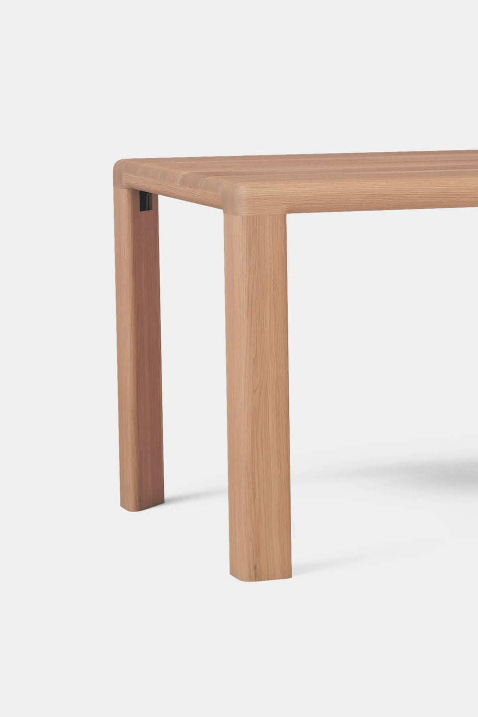 Rounded edges bring softness to the geometric form.